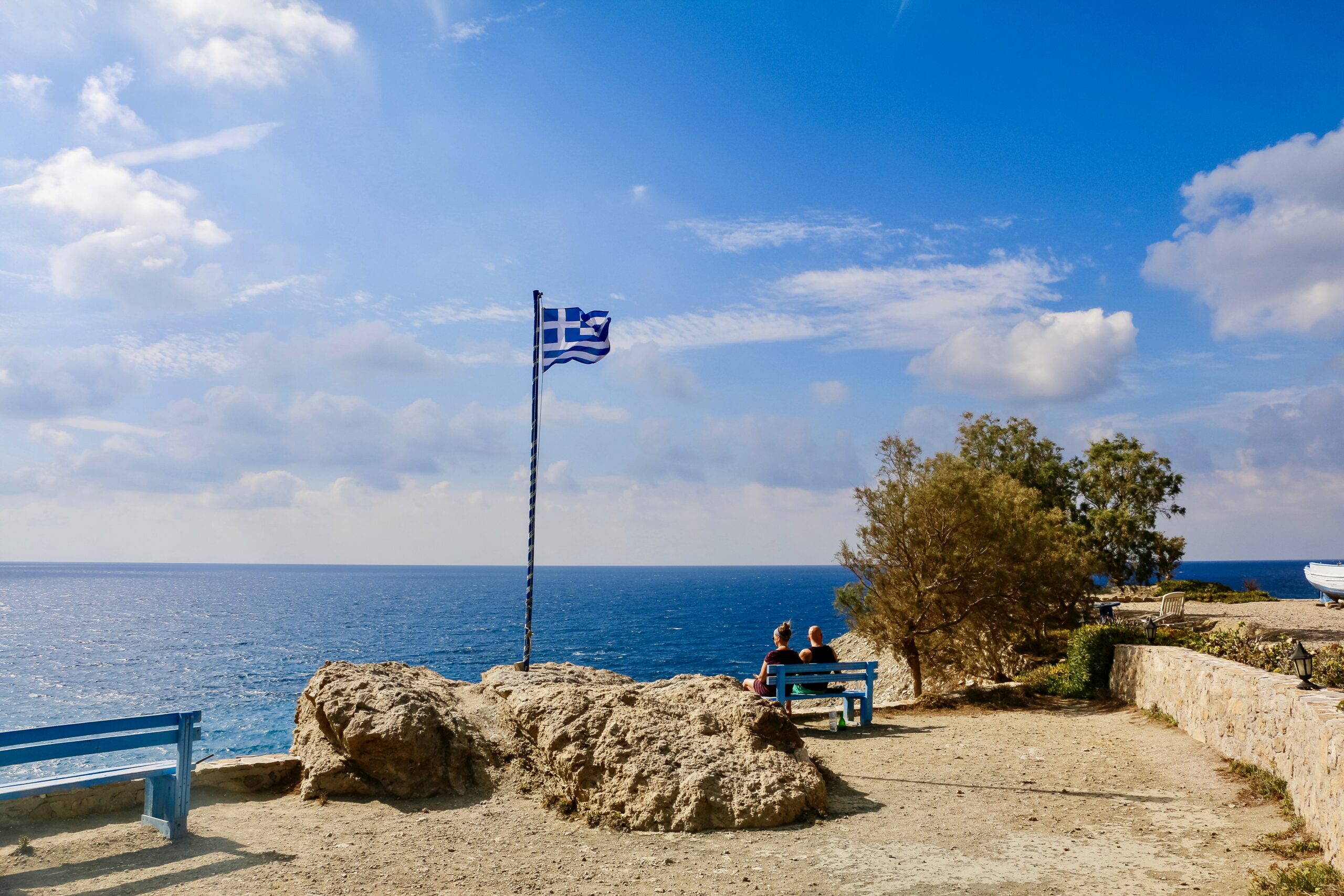 Flag flying over Karpathos, Greece